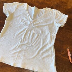 Cute, soft white t-shirt with bust detail, large. cut•loose